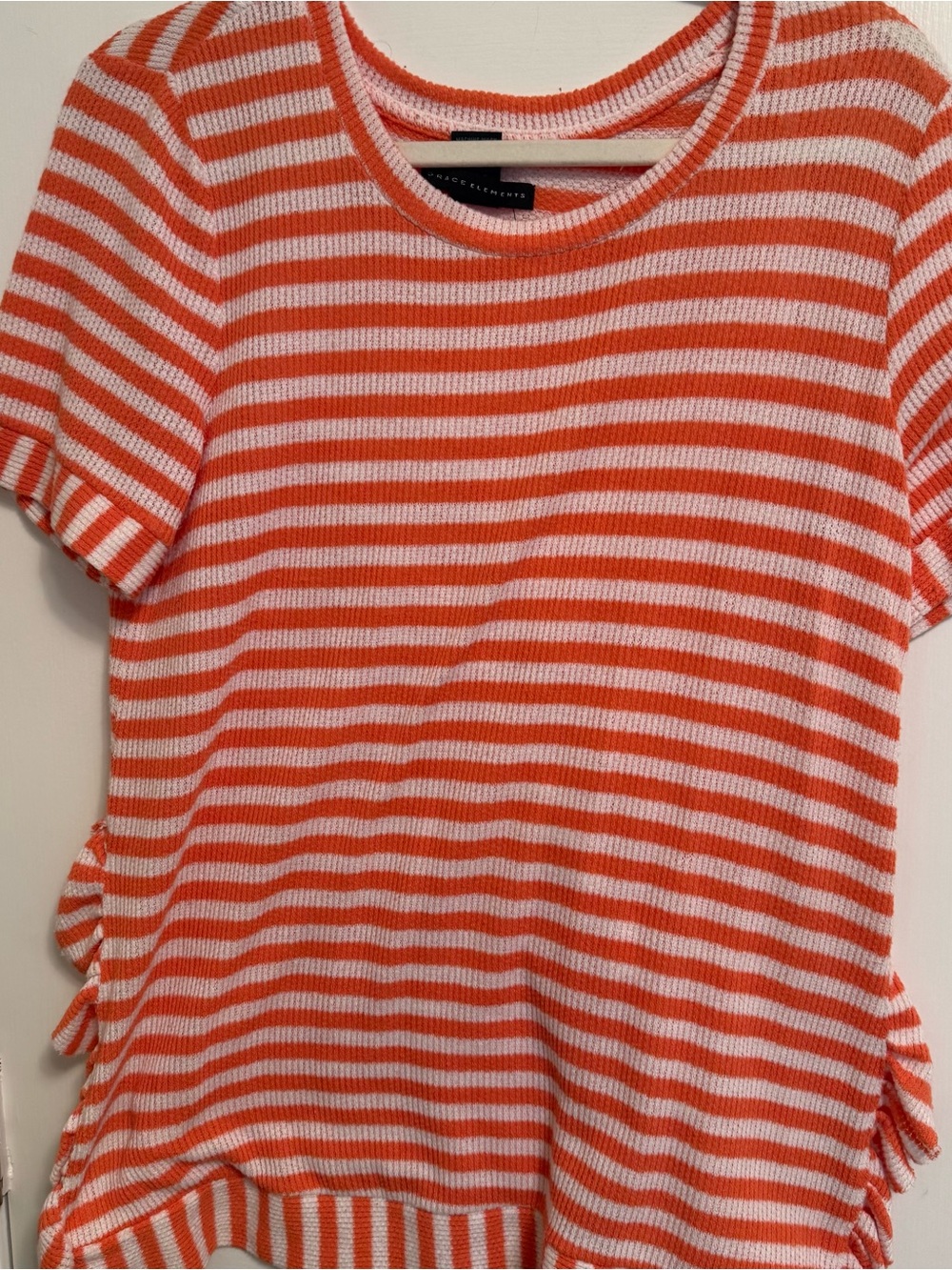 Coral & White Striped Top